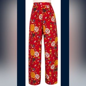 Red Lunar New Year high waisted cropped pants